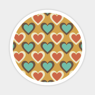 Retro Hearts Pattern in Yellow Magnet